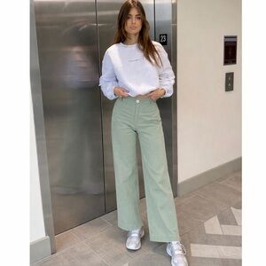Free People We The Free Sage Green Wide Leg Utility Pants Size 25